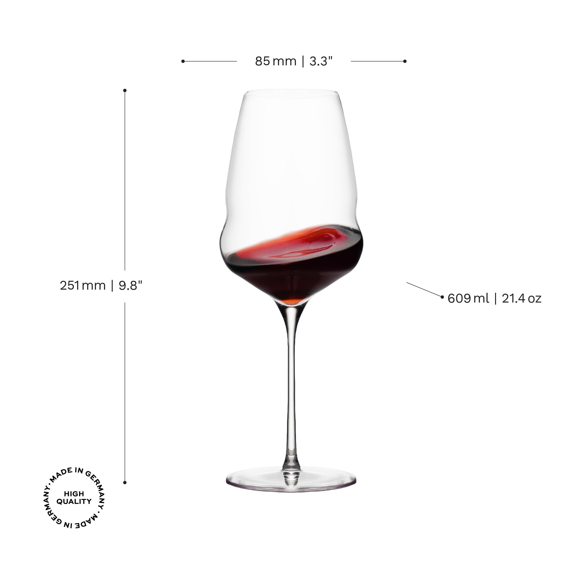 Stölzle Lausitz Cocoon - Juego de 6 copas de vino multiusos de 20 onzas (6 unidades) – Cristalería duradera apta para lavavajillas, cristalería contemporánea con tallo – Colección de copas de bar sin