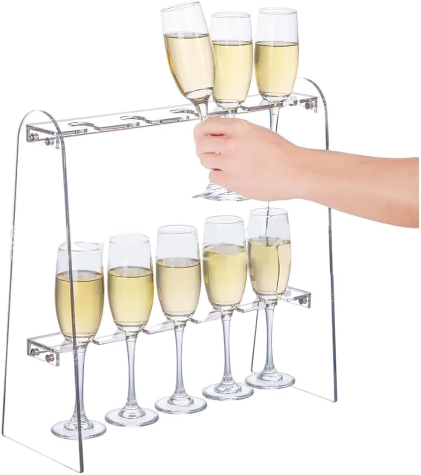 Stemwares Stand Holder Acrylic Clear for Glasses Storage Elegant 2 Layer Designs Perfect For Home Or Kitchen Use