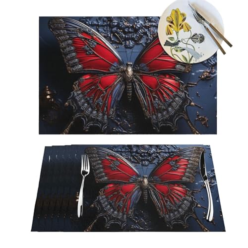 Set de table extérieur et intérieur motif papillon rouge - 2