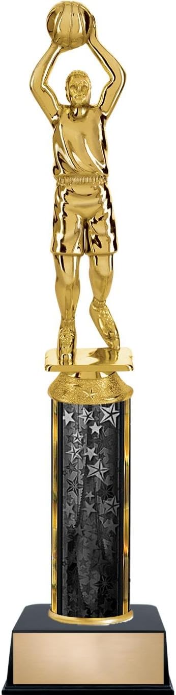 Customizable 12" Basketball Male Black Star Trophy Award, Engrave Now