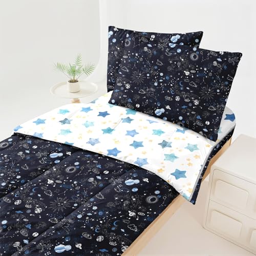 Dearller Galaxy Zipper Bedding Twin for Boys Space Comforter Boys