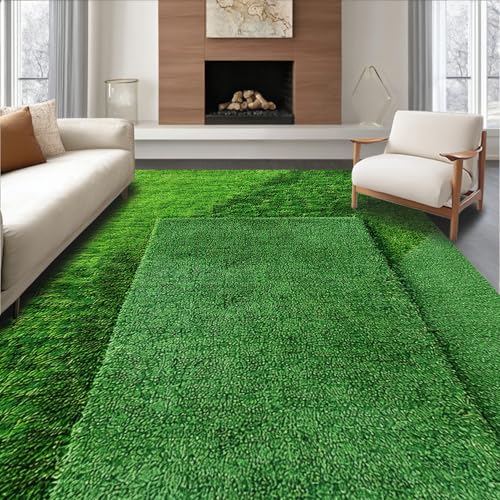 ODIKA Flatwoven High Traffic Area Rug 8x10, Modern Green Turf