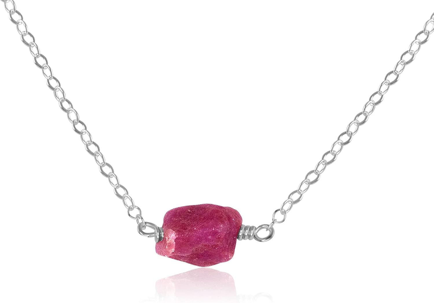 Luna Tide Ruby Raw Nugget Necklace in Sterling Silver
