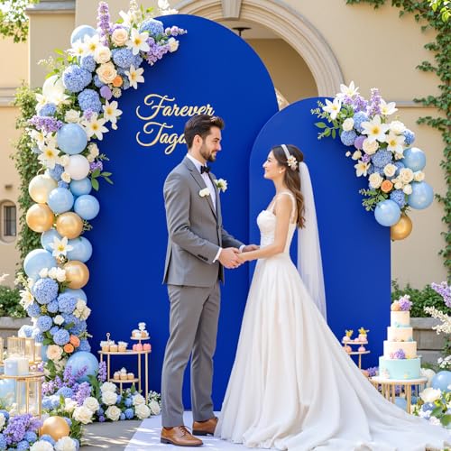 Image of Royal Blue Arch Cover 2 Set-7.2FT, 6FT Arch Backdrop Cover Spandex Fitted Birthday Party Arch Stand Covers Stretchy Backdrop for Baby Shower Bridal Shower Wedding Ceremony Banquet Photo Background