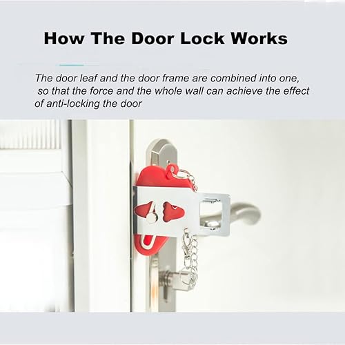 QUCUMER 2 Stück Tragbares Türschloss Temporäres Sicherheit Sicherheitsschloss Reiseschloss Türfensterschloss Sicherheits Türkette Datenschutzschloss mit Aufbewahrungstasche für Hotelschule Bad