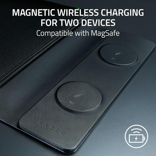 Razer Laptop Sleeve 16" mit kabellosem Laden – Zwei MagSafe-kompatible Bereiche für Smartphone und Earbuds - Schnellladen bis zu 15W - Gepolstertes Innenfutter - Leichtes Polyestergewebe | Schwarz