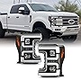 AKKON - Fits 2017-2018 Ford F250 / F350 / F450 Superduty Halogen [Tube Bar] Projector Black Headlights w/Sequential LED Signal