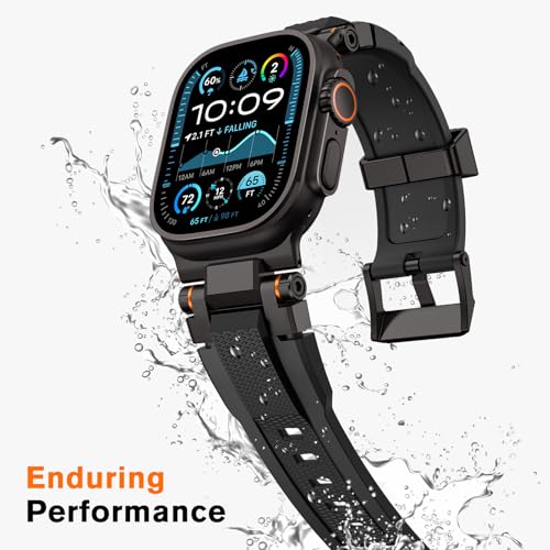 Image of amBand Bands Compatible with Apple Watch Ultra 3 /2 /1 49mm, M1 Sport Series Rugged Durable Strap with Metal Connector to Match Ultra's Titanium Case for iWatch 49mm Men Matte Black