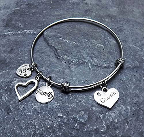 Cousin Charm Bracelet Family Gift Stainless Steel Expandable Bangle #TOP2
