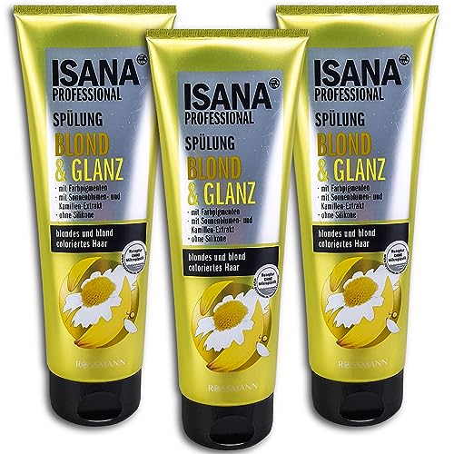 Après-shampoing cheveux blonds et brillants ISANA soin éclat 3x200ml