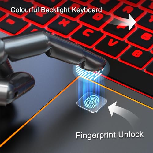 Image of 16 inch Laptop, Win11,16GB DDR4 512GB Gaming Laptops with Intel N95 Quad-Core Processor,Fingerprint Unlock Backlit Keyboard,1920P FHD Display,180 Opening,WiFi 5GHz,USB3.0,Long Battery Life
