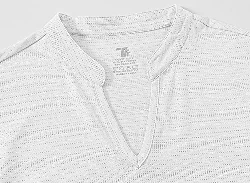 Bgowatu Women’s Golf Polo Shirts Short Sleeve V-Neck Collarless Tennis T-Shirt Quick Dry Lightweight Tops White L #TOP3