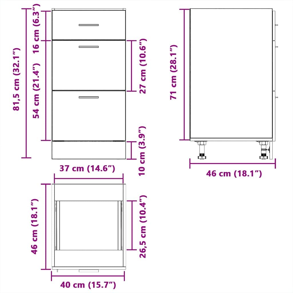 vidaXL Unterschrank Lyon Weiß 40x46x81,5 cm Holzwerkstoff,Küchenschrank, Gastronomieschrank, Gastro Möbel, Küchenmöbel, Aufbewahrungsschrank
