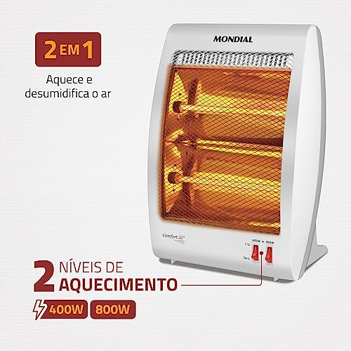 Aquecedor Halógeno Comfort Air, Mondial, Cinza/Branco, 800W, 220V - A-09