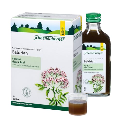 Schoenenberger - Baldrian naturreiner Heilpflanzensaft - 3x 200 ml (600 ml) Glasflaschen - zur Besserung des Befindens bei nervlicher Belastung - freiverkäufliches Arzneimittel