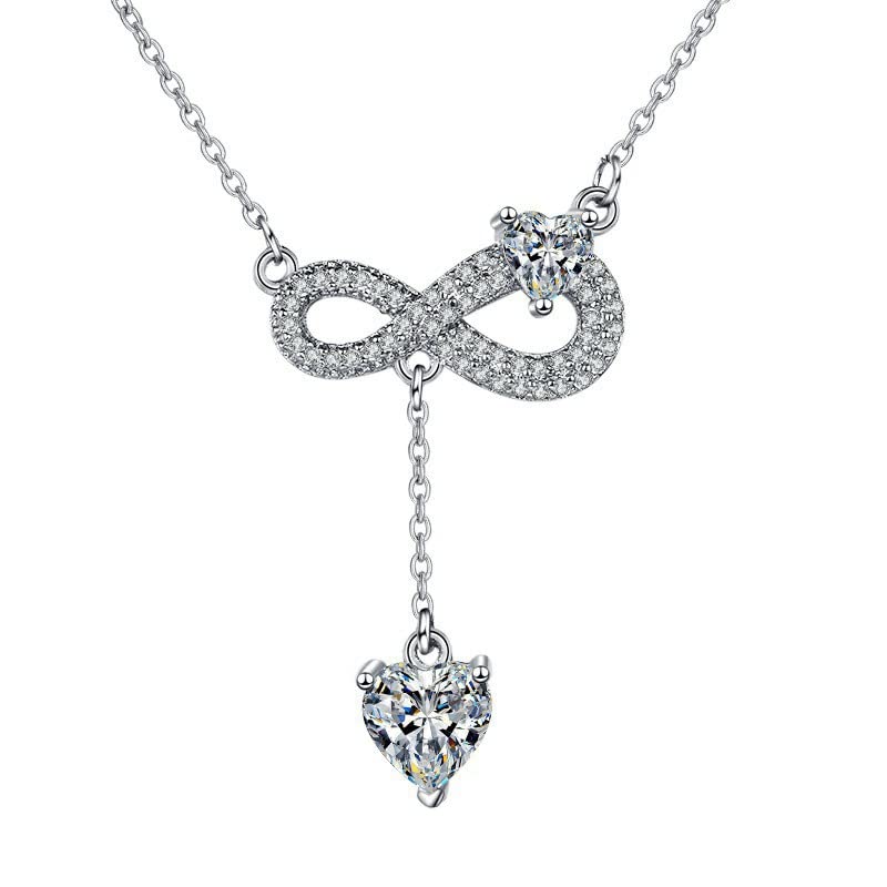 Collier or blanc 14K et diamant de laboratoire de prestige