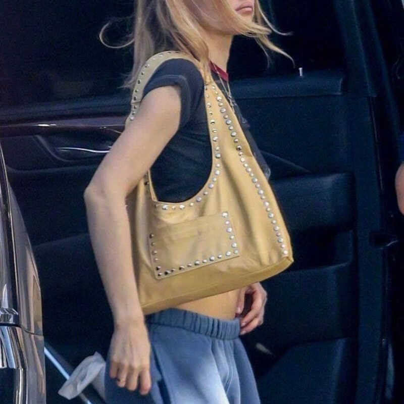 Studded Bag Y2k Shoulder Purse for Women Vegan Leather Tote Bag Punk Purse Designer Bag Streetwear 2000s2