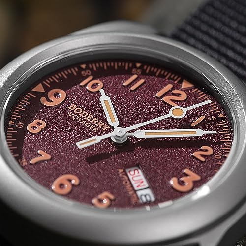 Image of BODERRY Men's Watch Titanium Automatic Field Watch 40mm Military Watch Day Date Function 100M Waterproof with Titanium Bracelet Japanese Mechanical Movement & Screw Down Crown-Voyager