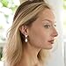 Mariell Pearl Bridal Wedding Clip-On Earrings for Brides, Pearl and CZ Non-Pierced Drop Bridal Earring
