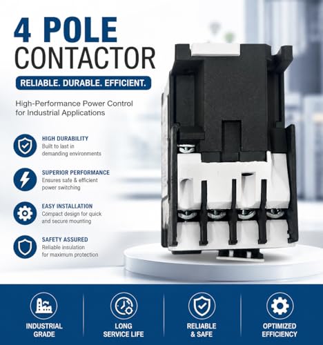 Image of SANAVYA 25A (2510) 220 /230VAC, 50Hz Coil, 1NO 1NC, 3 Pole Power Contactor Switch, Thermosetting Plastic DIN Rail Contactors for Electrical ON /Off