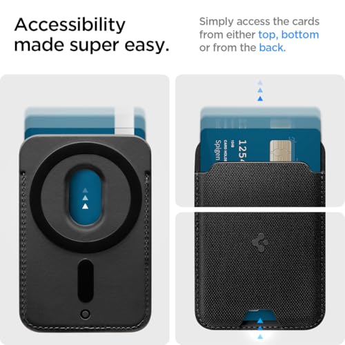 Image of Spigen for MagSafe Wallet, Holds 3 Cards, MagFit Compatible with iPhone 17 /16 /15 /14 /13 /12 Models, Pixel 10 Series, MagSafe-Cases, Pixelsnap, Plaud Note & More, Card Holder - Fabric Black (3-Cards)