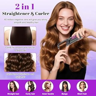 Go Brush Pro, Cordless Hair Straighteners, Heated Hair Brush for Short Long Hairs, Cordless Portable Hair Straightener Brush for Travel Office Home, Rechargeable Heated Brush with 3 Temperature Modes