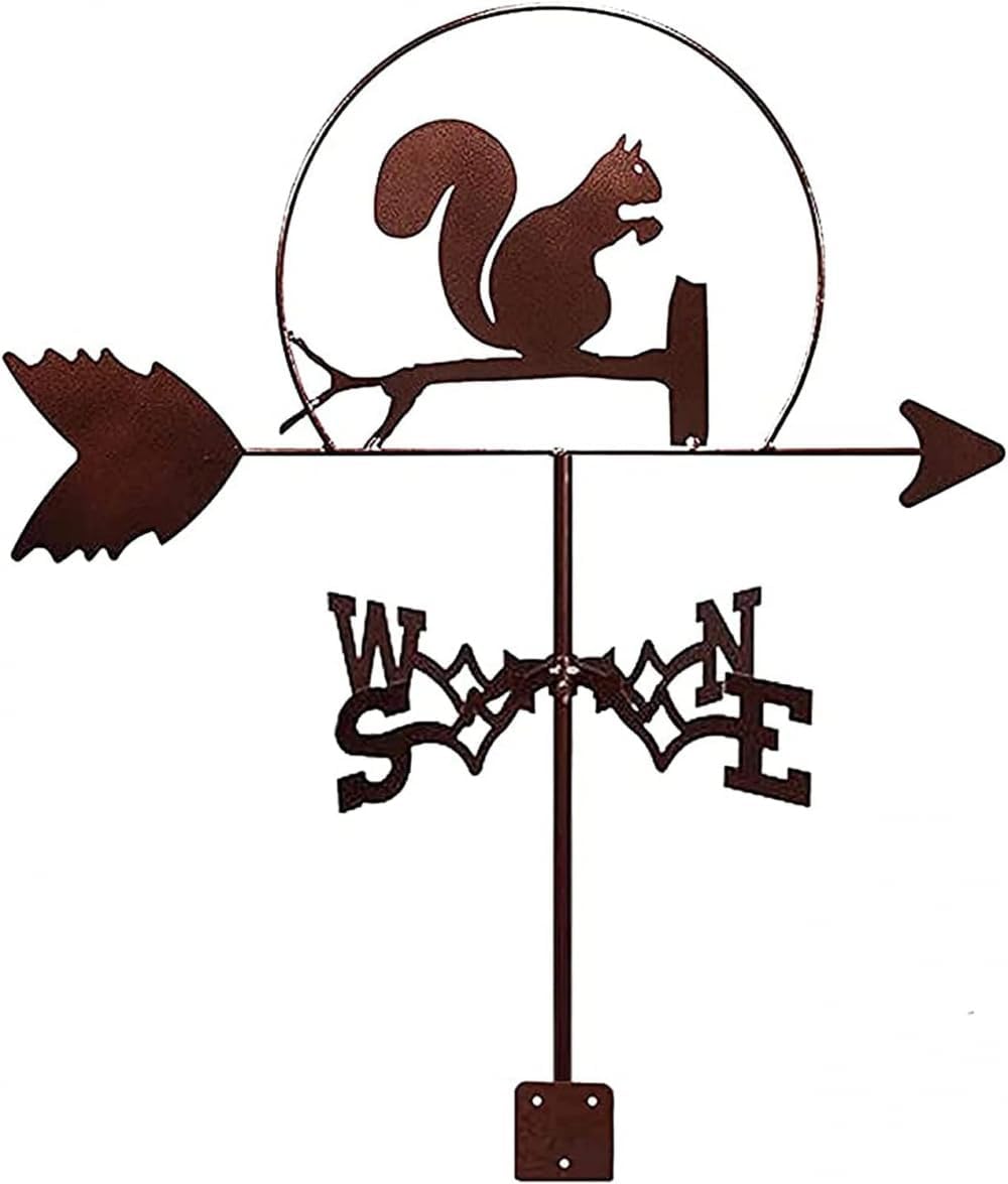 Weather Vane for Squirrel Chipmunk Model Metal Weathervane with -Rust Coating Practical Wind Vane with Arrow