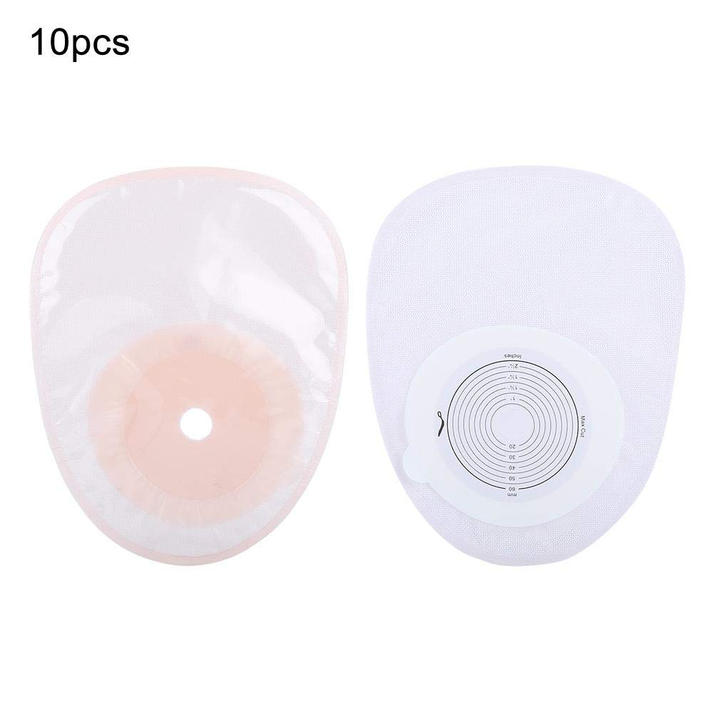 10 bolsas de colostomía, bolsas desechables de ostomía con adhesivo hidrocoloide respetuoso con la piel, bolsa transparente y autosellado para reducir el riesgo de fugas