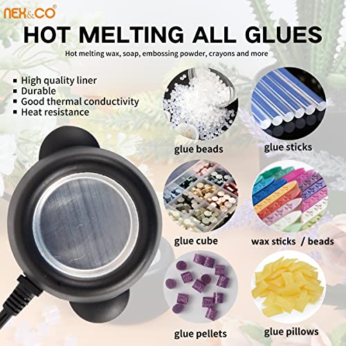 Nex&Co Hot Glue Skillet For Crafting, 30W Mini Electric Hot Glue Melting Pot For Glue Sticks Glue Pellets And Beads, 380 F Constant Temperature Hot Pan For Floral, Crafts, Diy, Hair Extension #TOP3