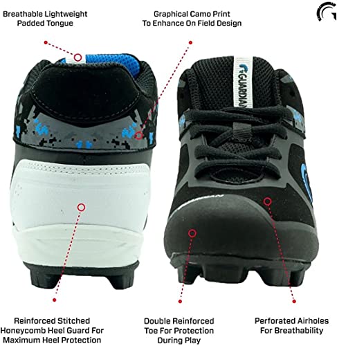 Guardian Baseball - Youth Low Top Baseball Cleats For Boys And Girls Softball Cleats - Black/Royal, 3 #TOP1