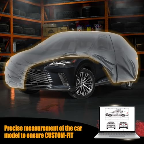 Image of Waterproof Premium Car Covers Replace for 2008-2025 Lexus RX350 RX450H, 10 Layers Heavy Duty with Cotton Liner All Weather Car Cover with Zipper Door, Windproof Bands for Snow Rain Dust Protection