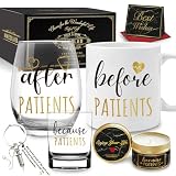 Before Patients After patients Mug and Stemless Wine Glass Gifts Set for Doctors Nurses Hygienists Physician...