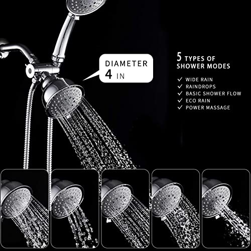 Pommeau de douche haute pression combiné avec tuyau inox jet réglable