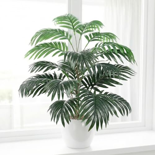 Image of Dekorly Plastic Fake Plants Artificial Floor Plants Large Tropical Palm Tree Tall Monstera Plant Without Pot Faux Plants for Indoor Outdoor Home