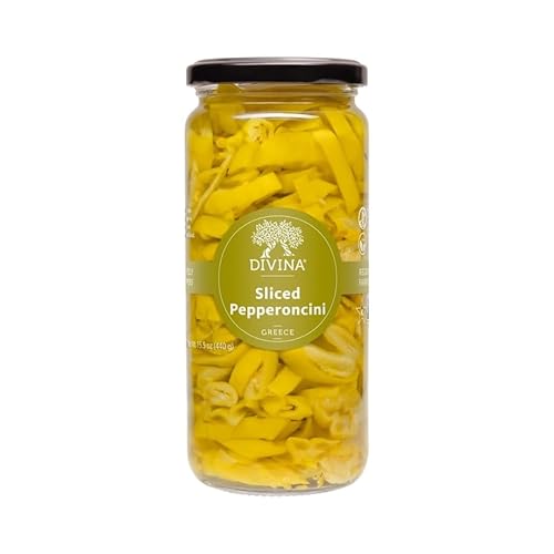 Divina Pepperoncini en rodajas, peso neto de 15.5 onzas
