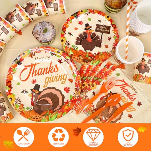 MEIWUTIE Thanksgiving Party Decorations, 214-Piece Tableware Set, Serves 24 - image 7