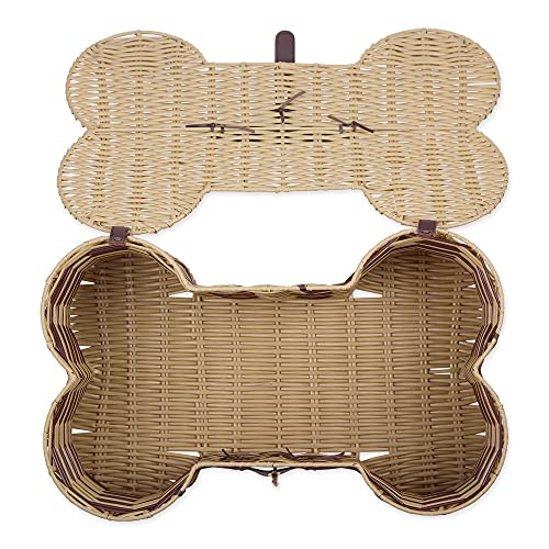 Image of Bone Dry Pet Storage Collection Toy Basket, Small, 17.5x11x7.5 inch, Stripe Plastic Wicker