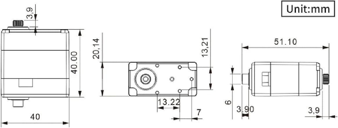 Technical drawing of HIWONDER LX-824 servo with dimensions in millimeters