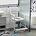 HOMCOM 3-in-1 Shower Commode Wheelchair, FSA/HSA Eligible Transport Beside Commode Chair, Waterproof Rolling Over Toilet Chair 330 lbs. Weight Capacity with Padded Seat, Gray