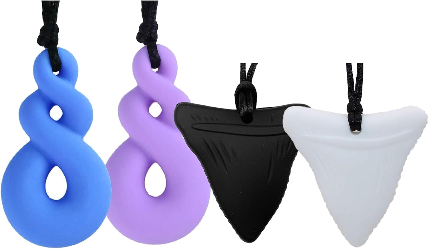 4 Pack Sensory Chew Necklace, Rainbow Color Teether Chew Toys for Autistic Children, Teething Baby, ADHD, Autism, Biting or Special Needs-BPA Free, Made from Food Grade Safety Silicone