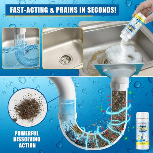 Sylvalyn Echobv Sink & Drain Cleaner Powder, Fast Foaming for Kitchen, Bathroom,Toilet Pipes - Removes Grease, Hair & Food Waste - 130g (1)