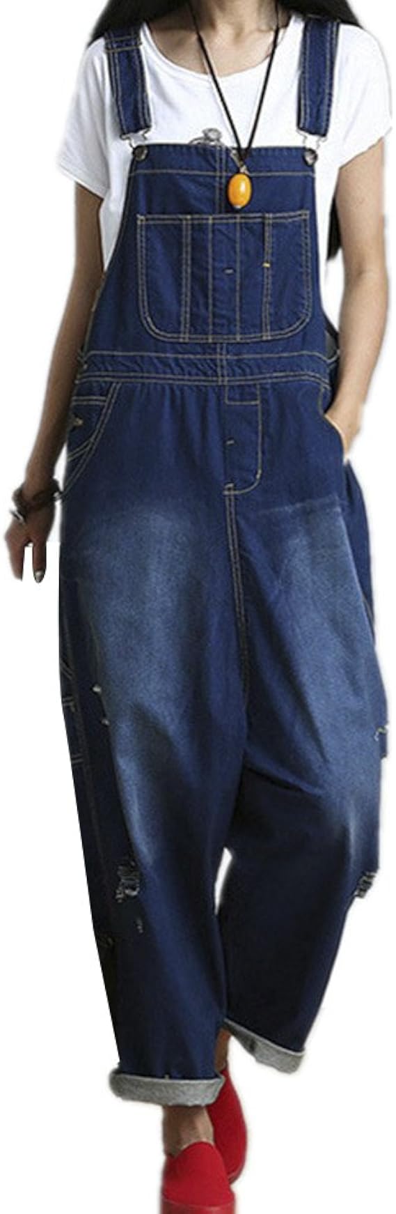 BOMOVO- Salopette-Overall - Baggy- Jeans- Cavallo basso- Donna : Amazon.it:  Abbigliamento