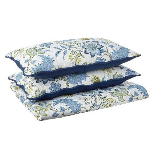 Image of Waverly 3-Piece Quilt Set, Reversible Bedspread Bedding, Porcelain, King