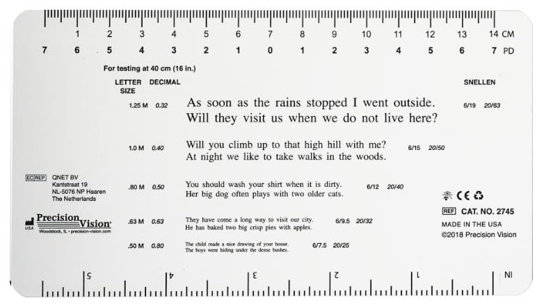 AmeriCan Goods Eye Chart for Eye Test Plastic Full Size Wall Illeterate Snellen 22