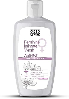 SheNeed Feminine Intimate Wash Anti-Itch for Maximun Strength - Reduces Redness, Itchiness & Smoothens Skin with Ph-3.5 & 100% Natural with Cocoa and Cotton Seed Oil - 120 ML
