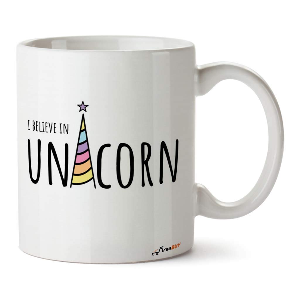 Unicorn Mug for Girls, 11 Oz I Believe in Unicorn Printed Ceramic Coffee Mug, Novelty Gifts for Women, Kids, Unicorn Lover