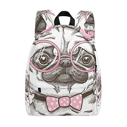 Mochila escolar para niños con perro pug lindo libro bolsa adolescente estudiante chica