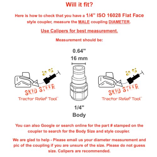 Image of 1 /4 inch ISO 16028 Flat Face Skid Steer Female Hydraulic Quick Coupler Pressure Decompression Relief Release Tool by Tractor Relief Tool