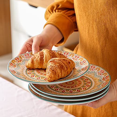 vancasso Tafelservies, dessertborden, porselein, 4-delige taartbordenset, Mandala-serie, Ø 21,2 cm platte borden voor ontbijt, Boheemse stijl - Image 6