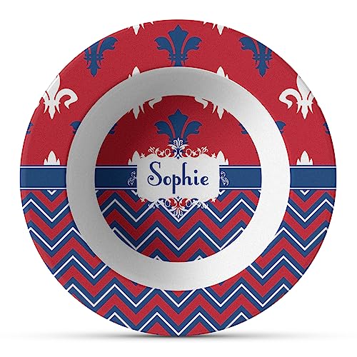 Personalized Patriotic Fleur de Lis Plastic Bowl - Microwave Safe - Composite Polymer